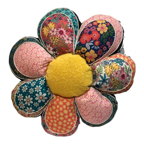 Vintage quilt inspired sunflower shaped boho bohemian decor floor‎ pillow new - Picture 1 of 17